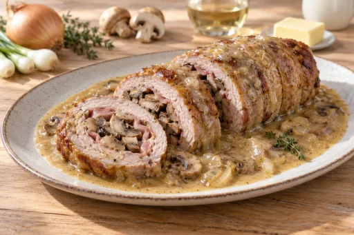 Carne rellena de setas