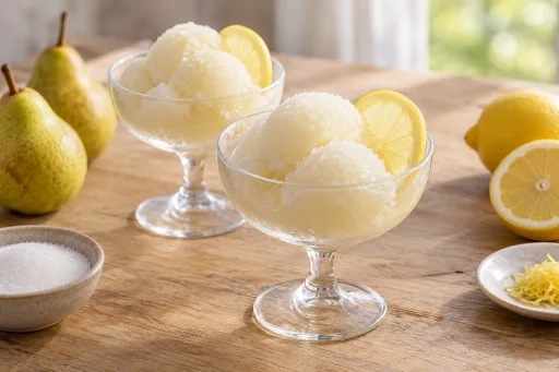 Sorbete de pera y limón