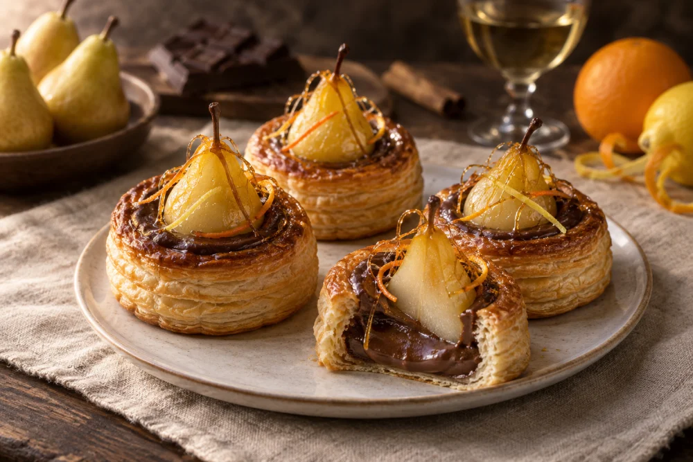 Volobanes de chocolate y peras