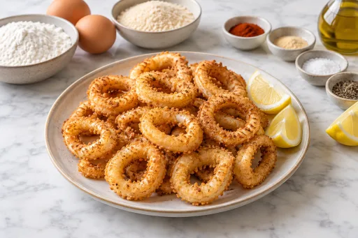 Calamares en aros en freidora de aire