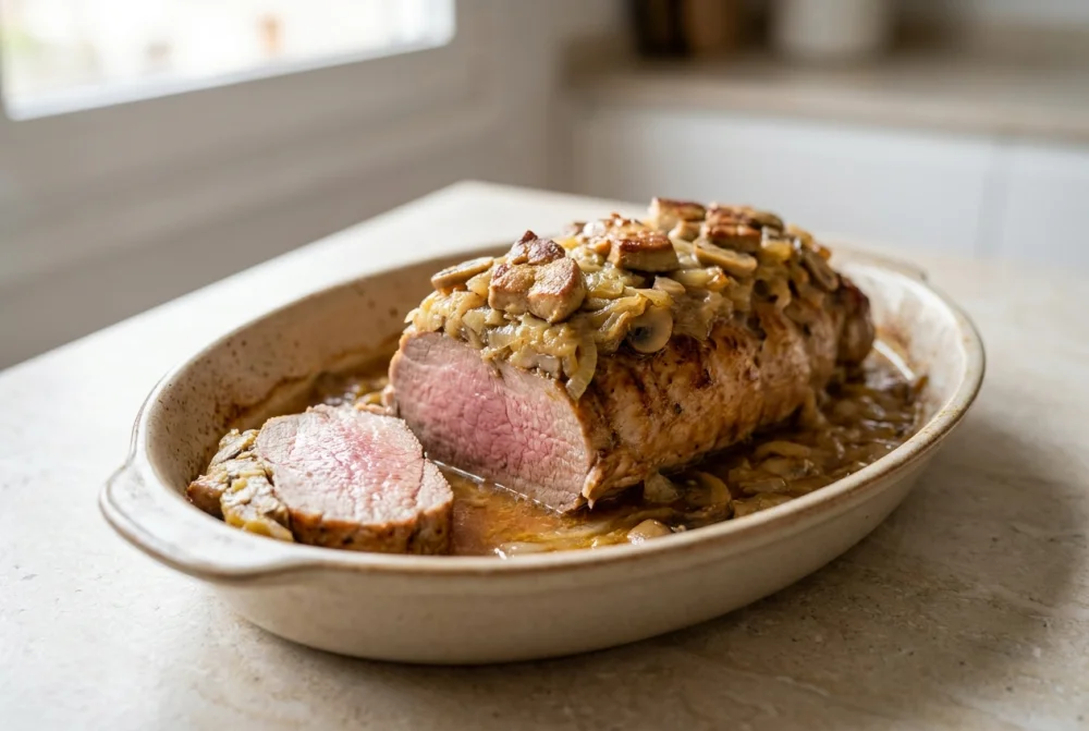 Solomillo de cerdo gratinado