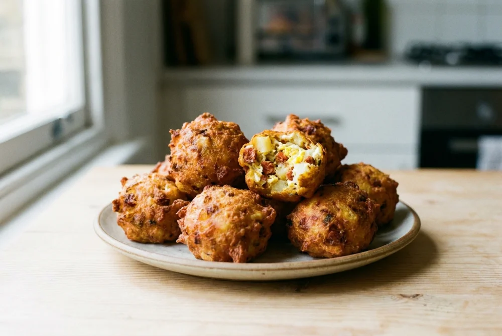 Buñuelos de patata y chorizo