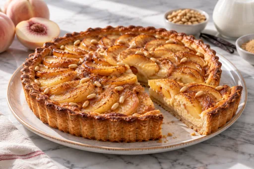 Tarta de melocotones al Amaretto