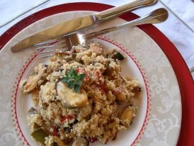Cuscus con verduras y mejillones