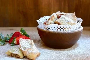 Wonton de fresa y Nutella