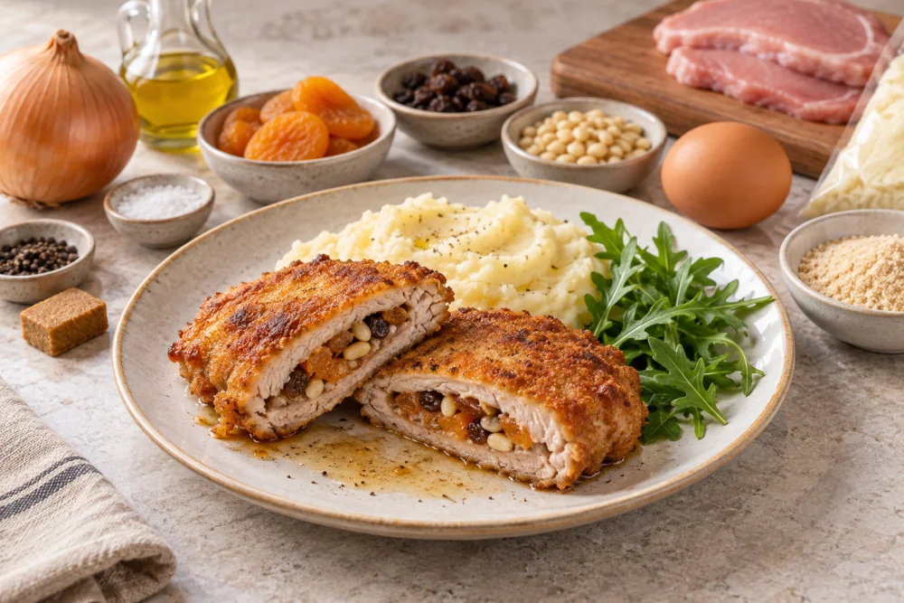 Libritos de lomo con frutos secos y cebolla