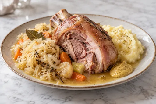 Codillo alemán con chucrut y puré de patata (Eisbein)