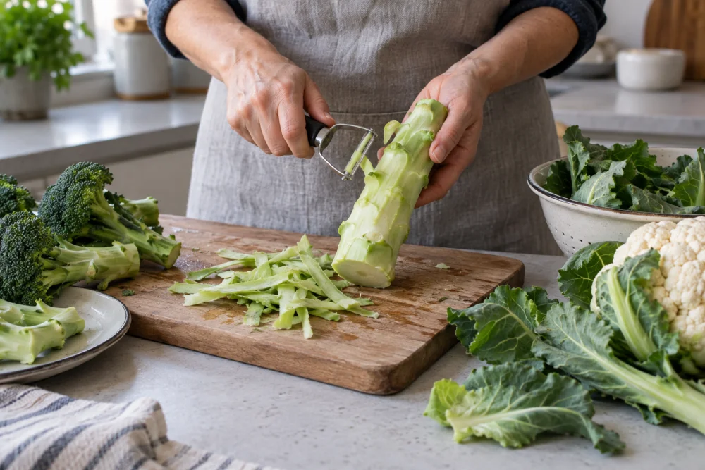 Aprovechar los tallos de brócoli y las hojas de coliflor