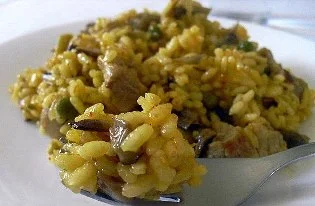 Arroz con verduras y jamón