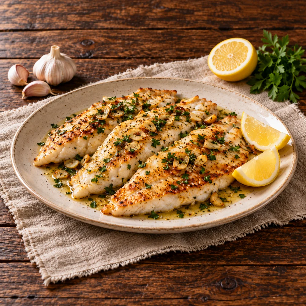 Panga a la plancha con ajo y perejil