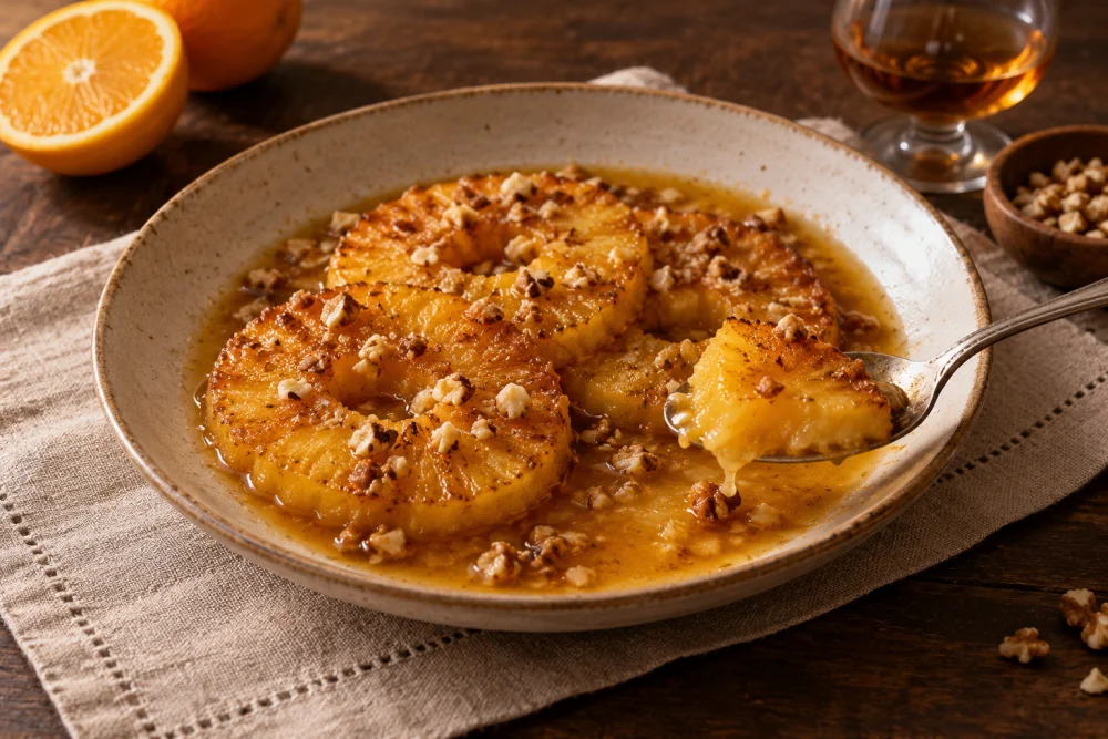 Piña flambeada