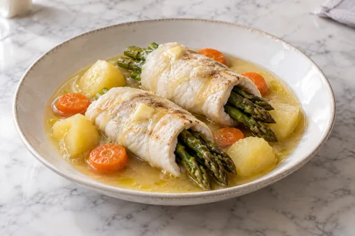 Filetes de Gallo rellenos de esparragos