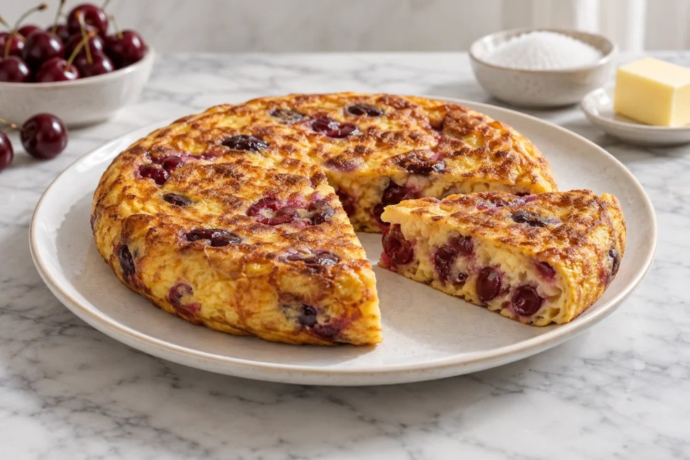 Tortilla flambeada de cerezas