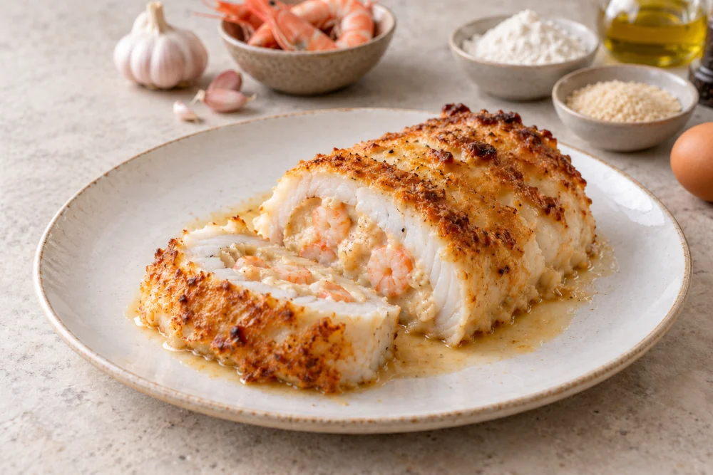 Rape relleno de gambas