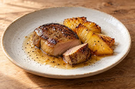 Foie a la sarten  con piña caramelizada