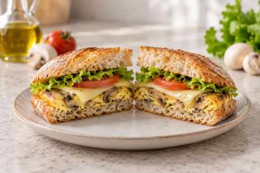 Bocadillo de tortilla de champiñones