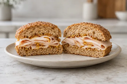 Bocadillo de pavo con mostaza y miel