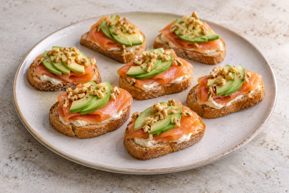 Canapés de salmón y aguacate