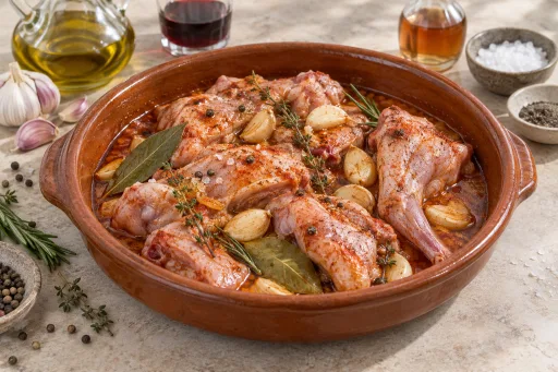 Conejo al salmorejo