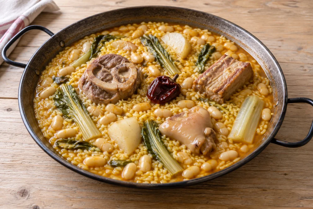 Arroz con habichuelas y nabos
