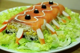 Ensalada de arroz y salmón ahumado