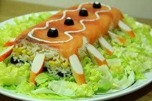 Ensalada de arroz y salmón ahumado