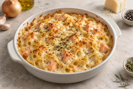 Pasta fresca con salmón