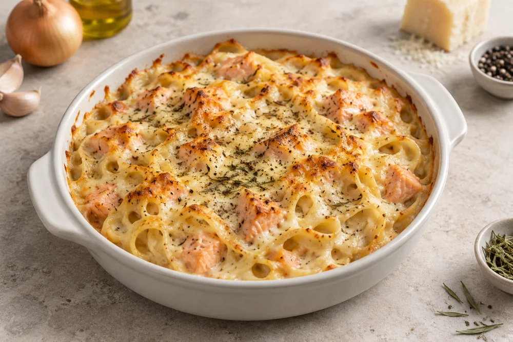 Pasta fresca con salmón