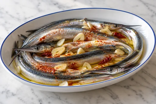 Peces Agujas en ensalada