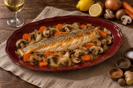 Brótola con champiñones