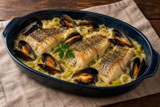 Faneca con mejillones