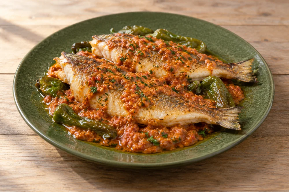 Faneca con salsa romesco