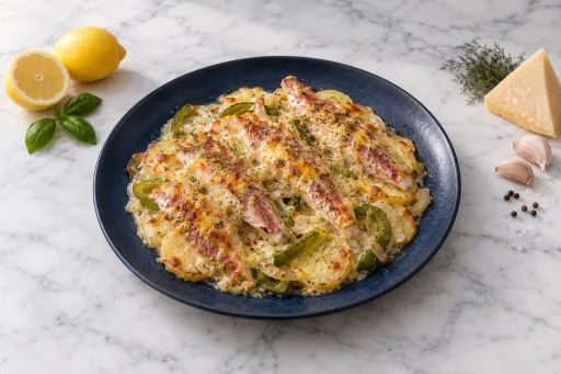 Lomos de salmonete gratinados
