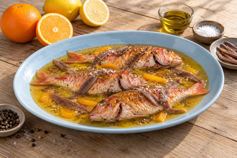 Salmonetes de roca al perfume de anchoas