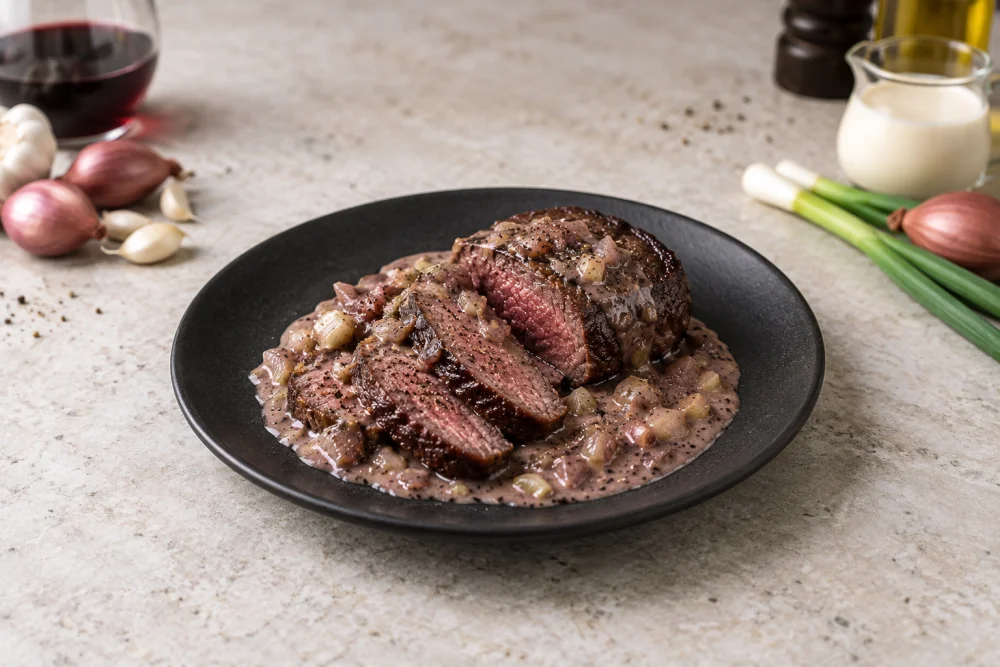 Solomillo de canguro al vino tinto