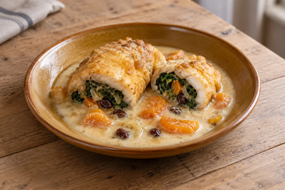 Pescadilla rellena de espinacas