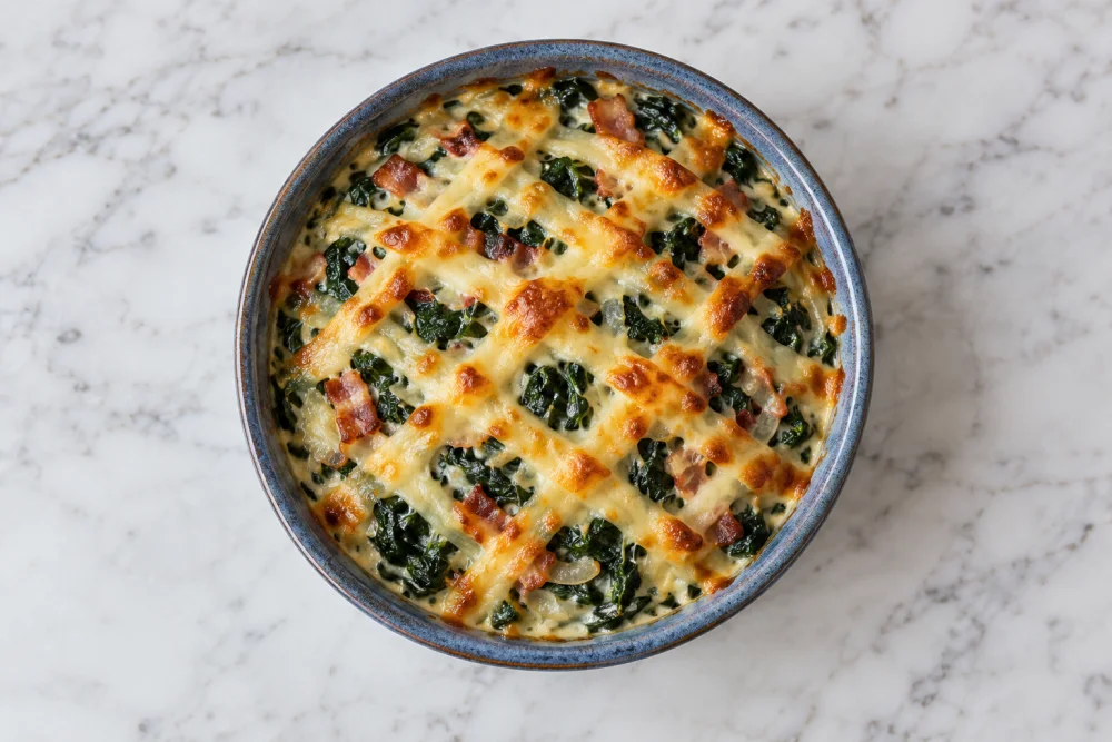 Espinacas con rejilla de queso