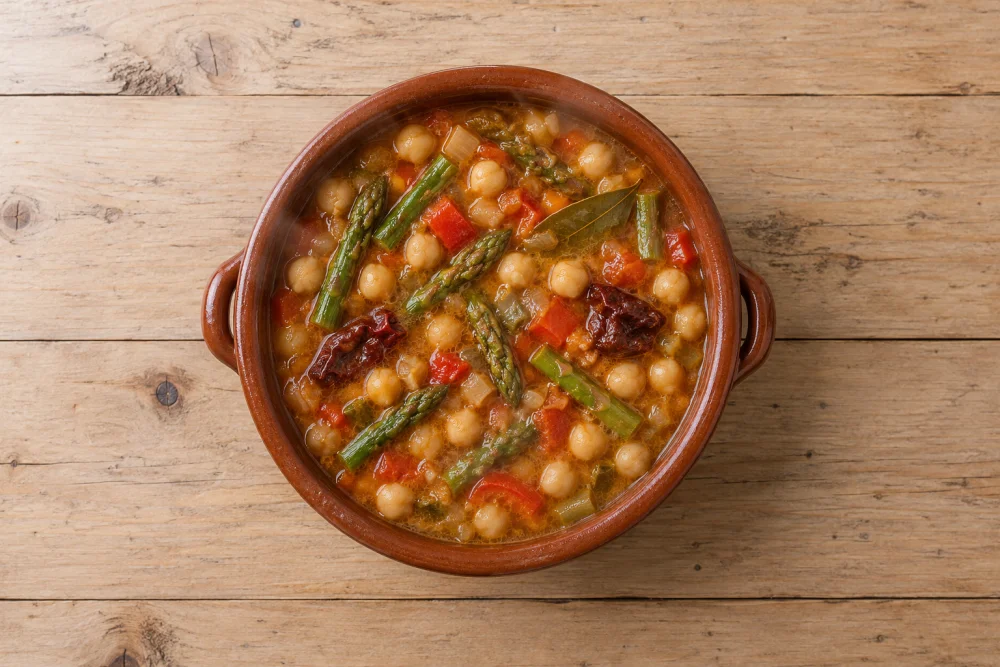 Garbanzos con espárragos