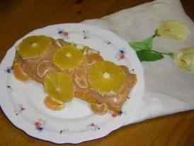 Rollo de calabaza con relleno de gambas