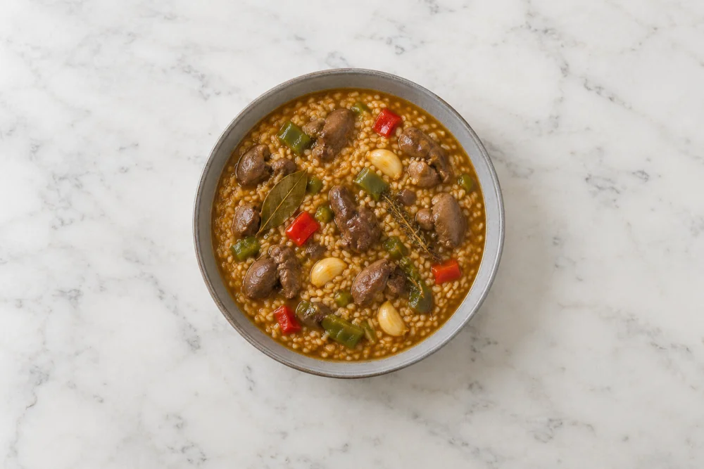 Arroz con higaditos de pollo