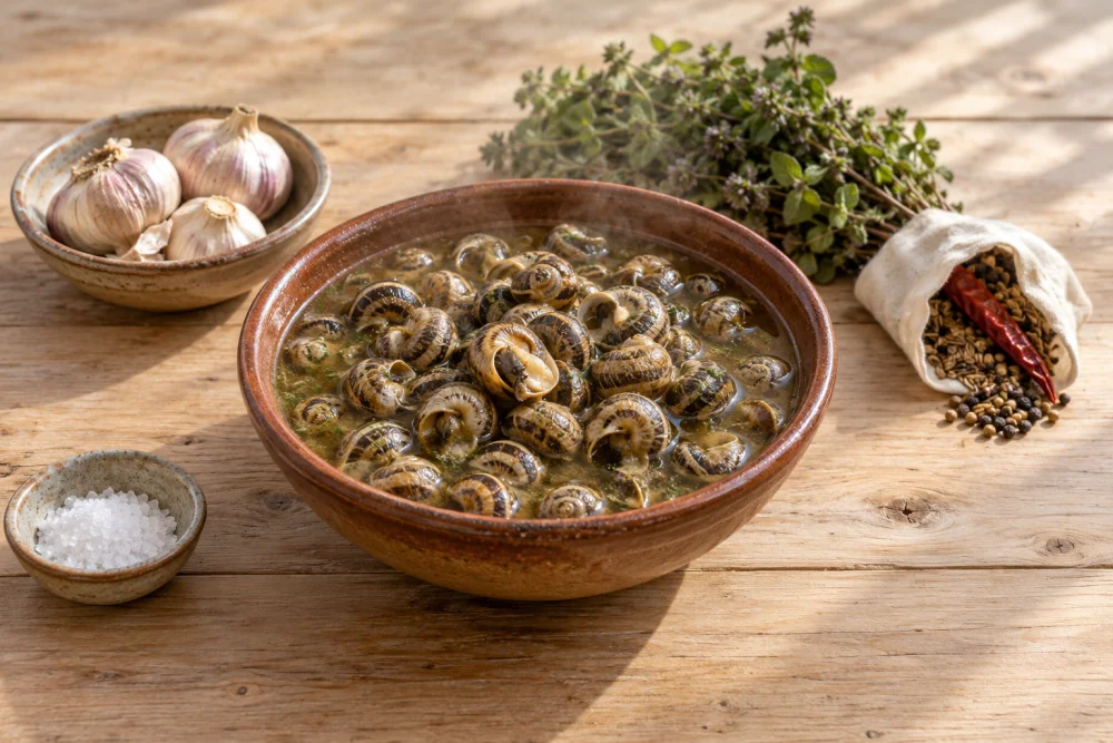 Caracoles con poleo