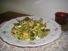 Revuelto de setas y gambas
