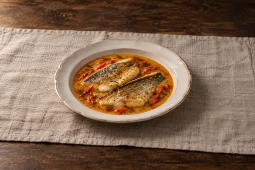 Filetes de dorada con salsa de langostinos