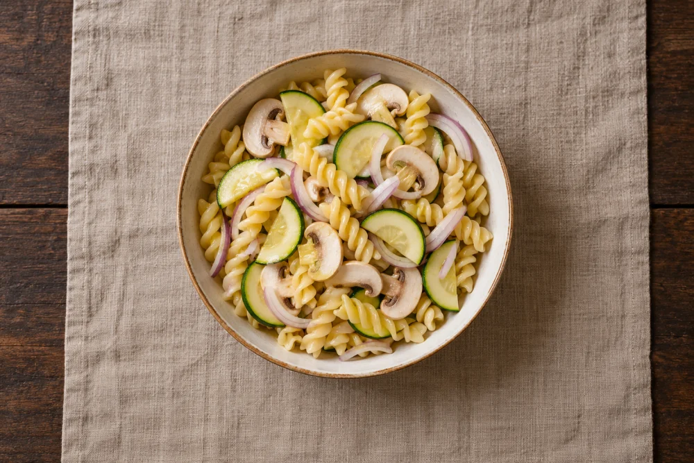 Ensalada de pasta con champiñones