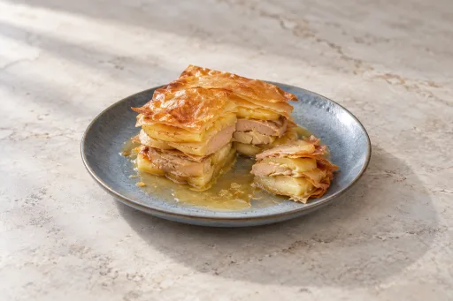 Milhojas de foie y manzanas