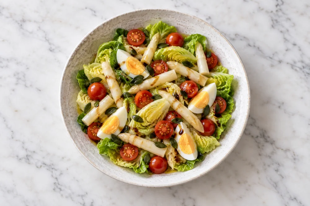 Ensalada de cogollos y espárragos