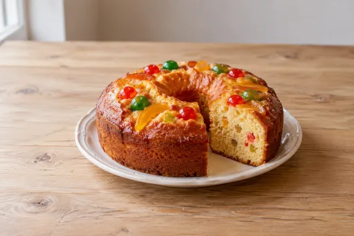 Bizcocho de navidad con fruta escarchada