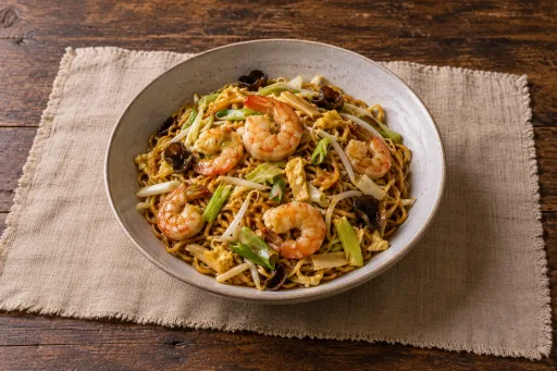Fideos chinos con gambas