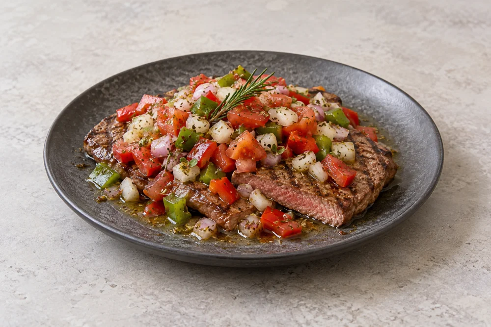 Bifes de ternera marinados en salsa criolla