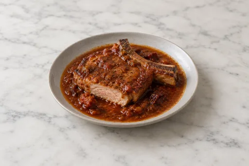 Chuleta en salsa de chipotle